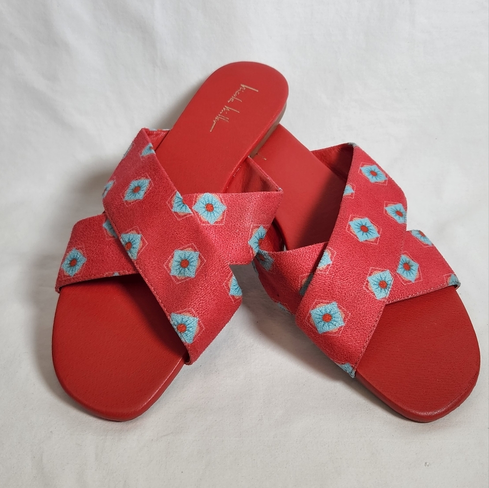 NWOT Nicole Miller Faux Suede Red Sandal Sz 9
